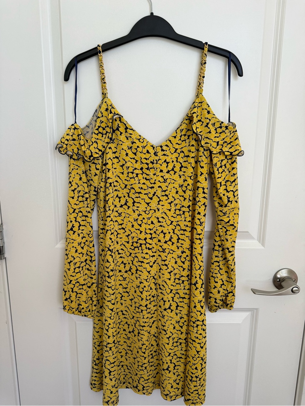 Michael Kors Yellow Floral Cold-Shoulder Sundress- XS
